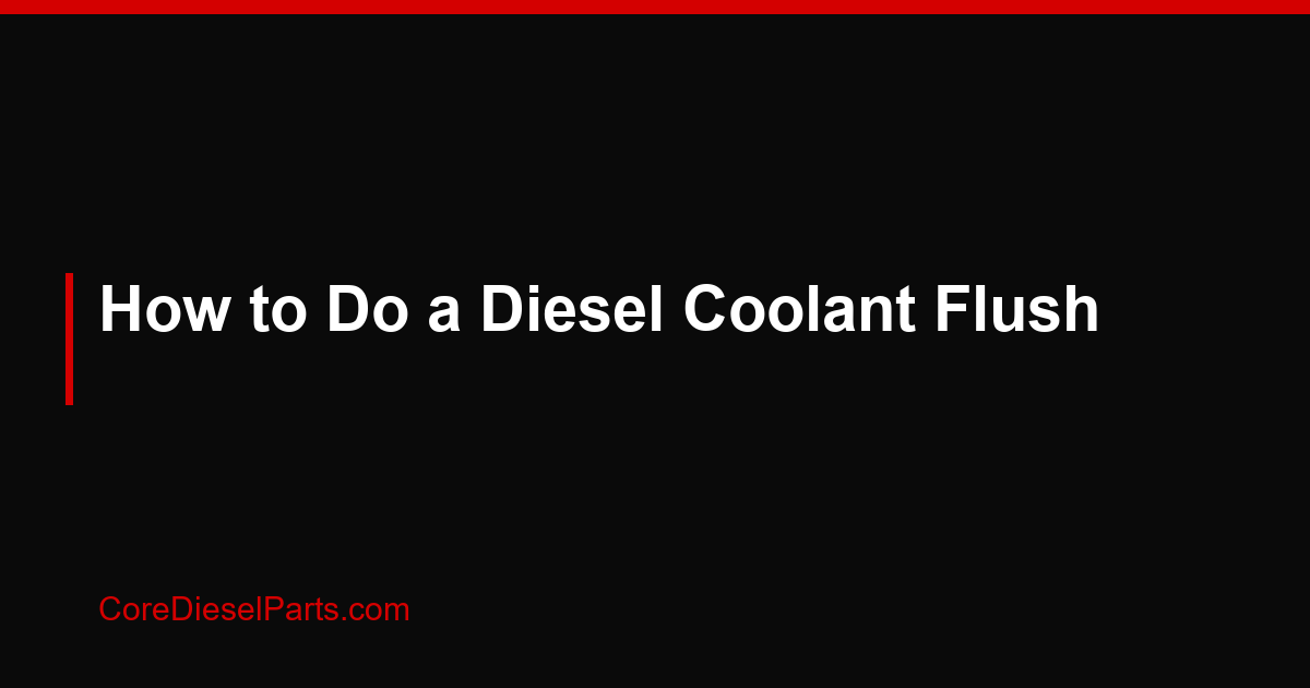 How to Do a Diesel Coolant Flush