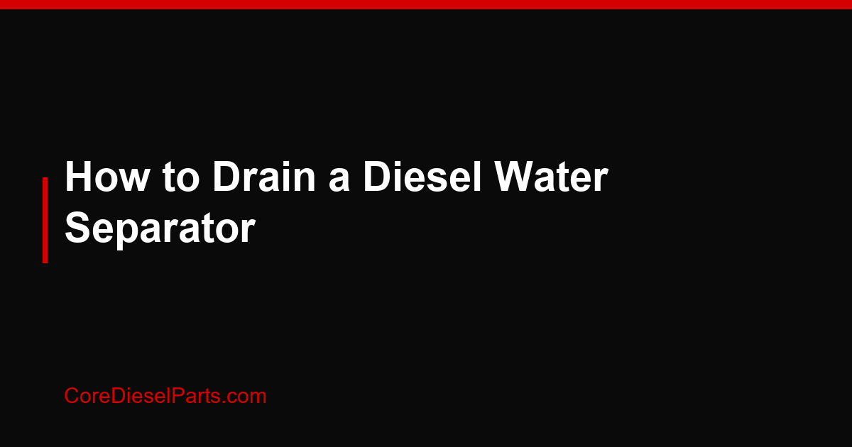 How to Drain a Diesel Water Separator