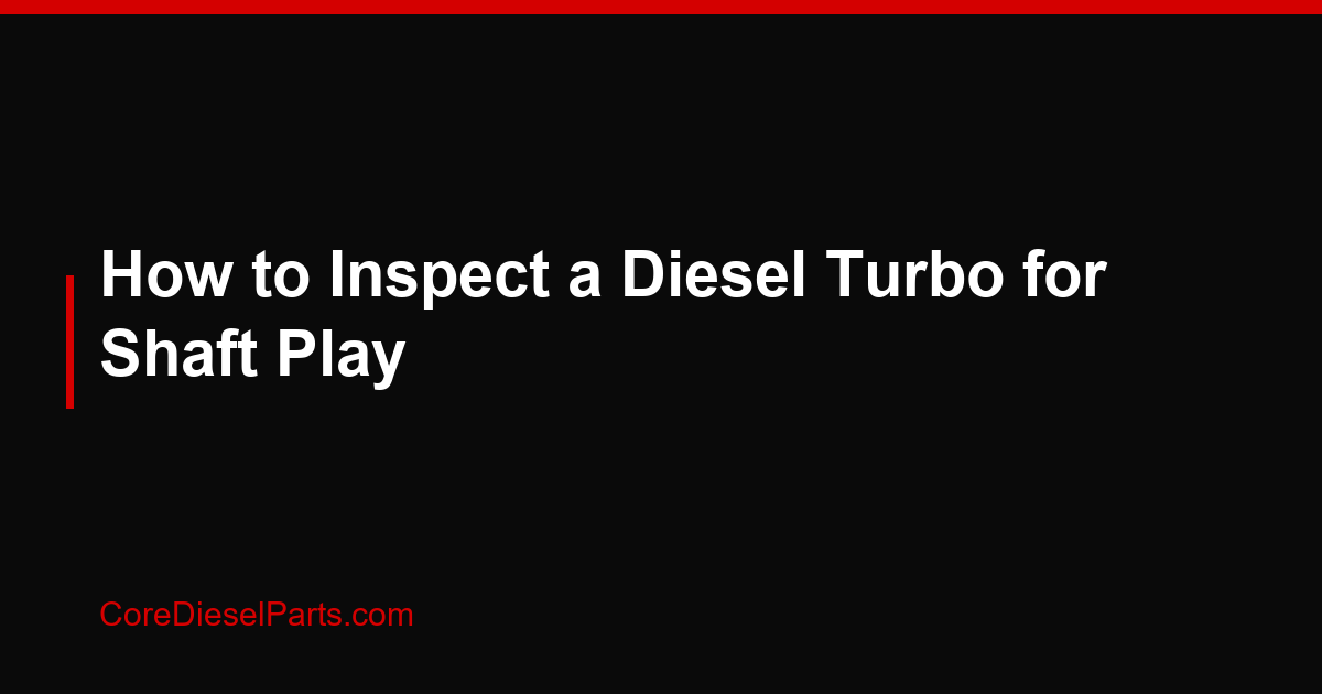 How to Inspect a Diesel Turbo for Shaft Play
