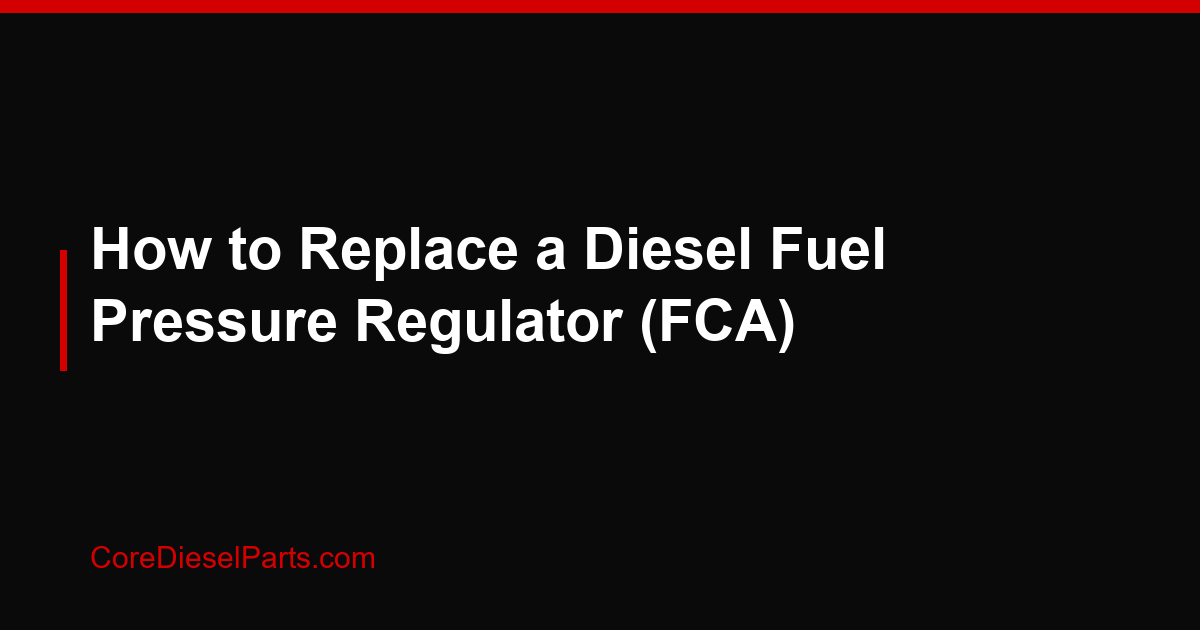 How to Replace a Diesel Fuel Pressure Regulator (FCA)