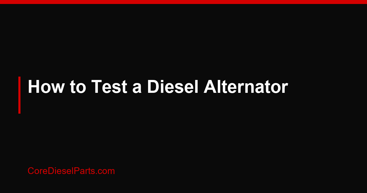 How to Test a Diesel Alternator