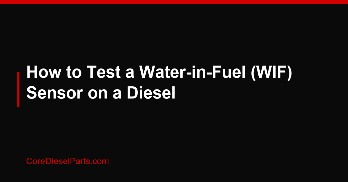 How to Test a Water-in-Fuel (WIF) Sensor on a Diesel