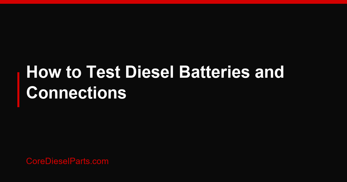How to Test Diesel Batteries and Connections