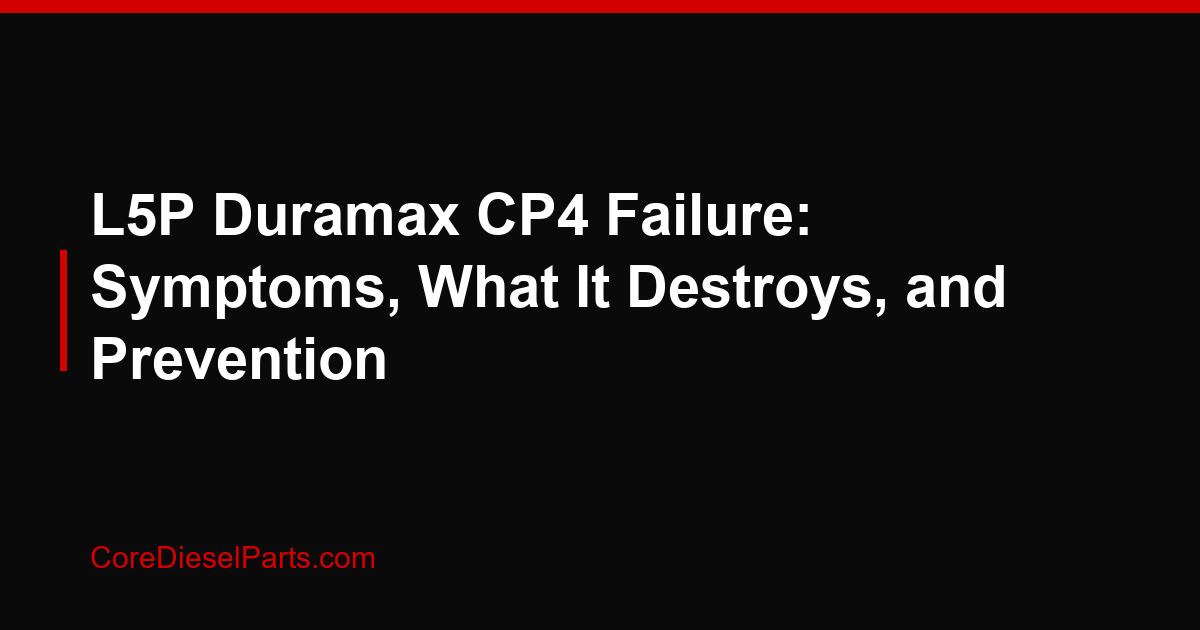 L5P Duramax CP4 Failure: Symptoms, What It Destroys, and Prevention