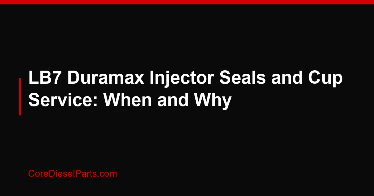 LB7 Duramax Injector Seals and Cup Service: When and Why