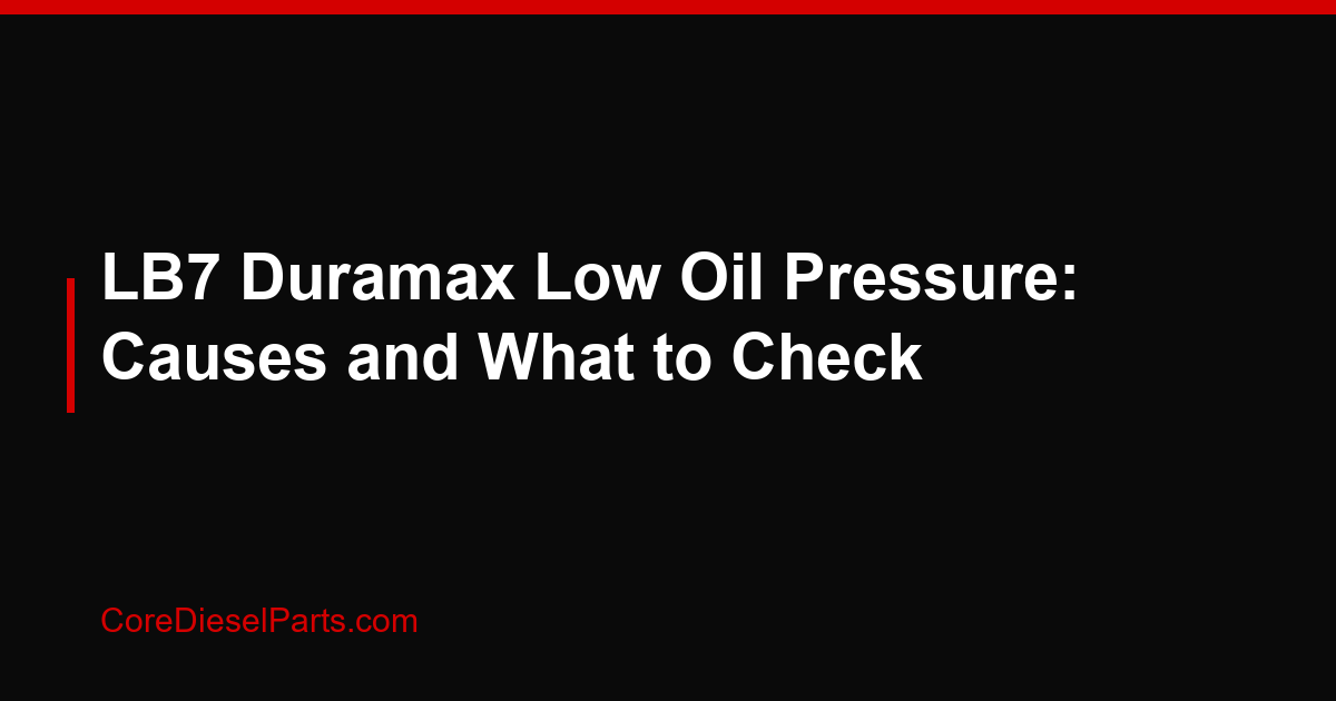 LB7 Duramax Low Oil Pressure: Causes and What to Check