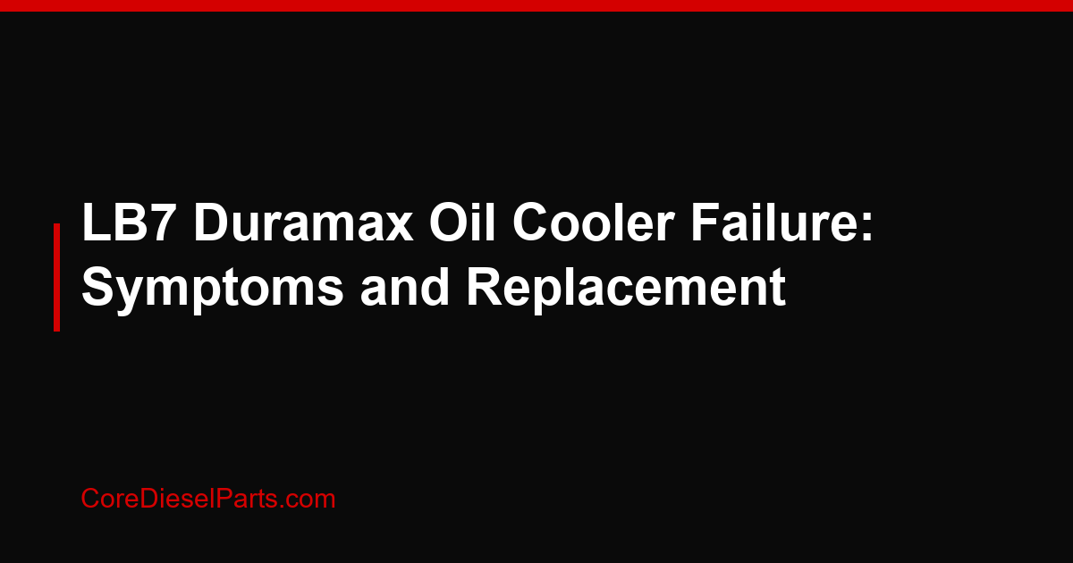 LB7 Duramax Oil Cooler Failure: Symptoms and Replacement