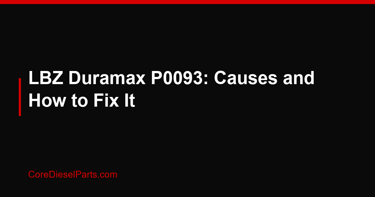 LBZ Duramax P0093: Causes and How to Fix It