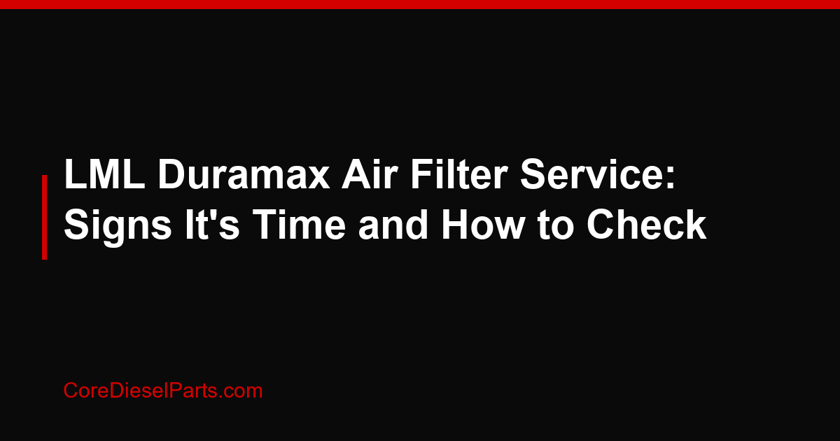 LML Duramax Air Filter Service: Signs It's Time and How to Check