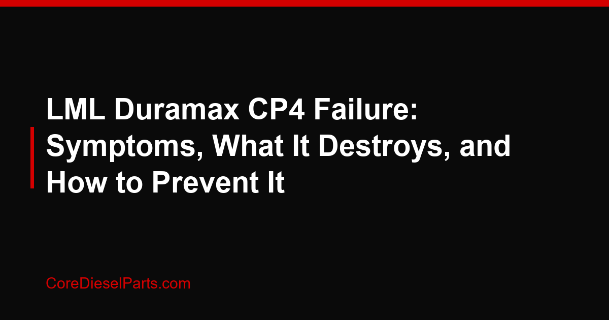 LML Duramax CP4 Failure: Symptoms, What It Destroys, and How to Prevent It