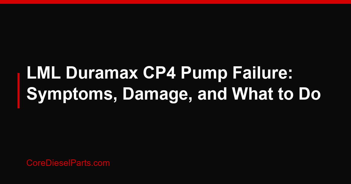 LML Duramax CP4 Pump Failure: Symptoms, Damage, and What to Do