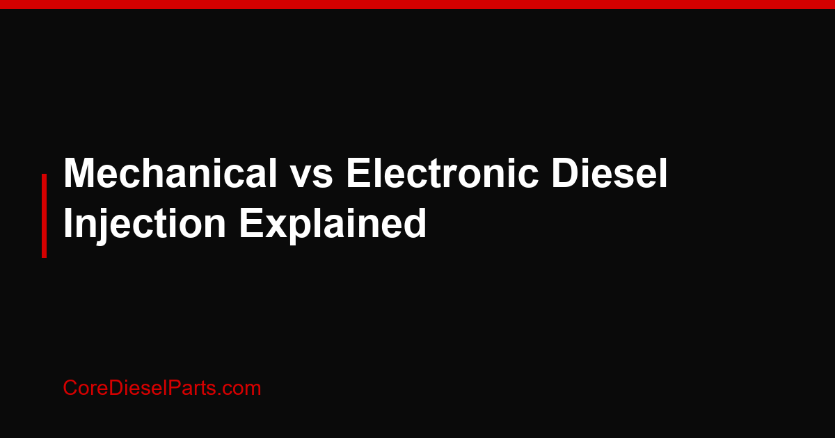 Mechanical vs Electronic Diesel Injection Explained