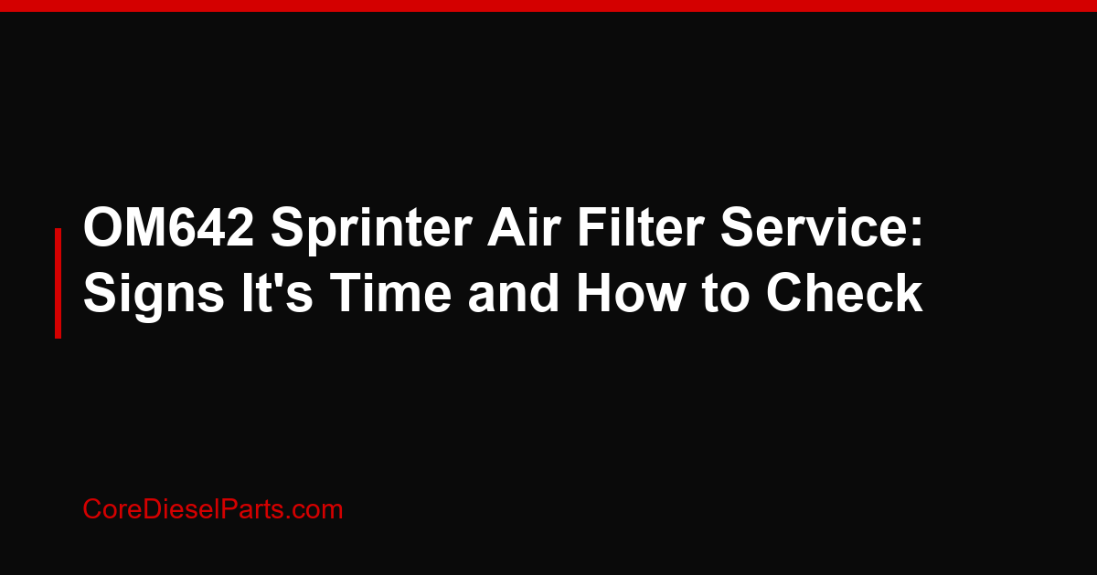 OM642 Sprinter Air Filter Service: Signs It's Time and How to Check