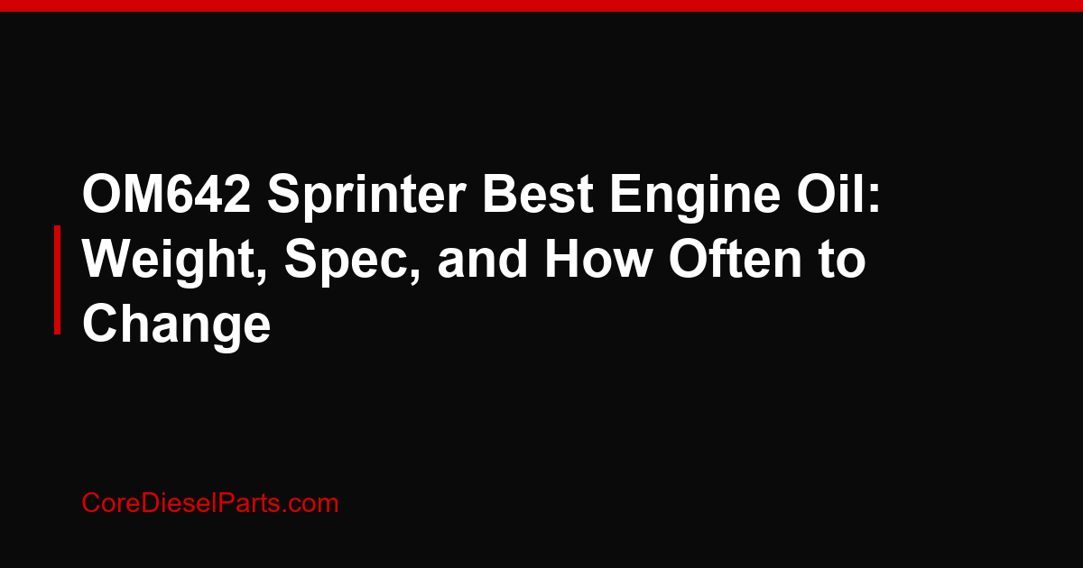 OM642 Sprinter Best Engine Oil: Weight, Spec, and How Often to Change
