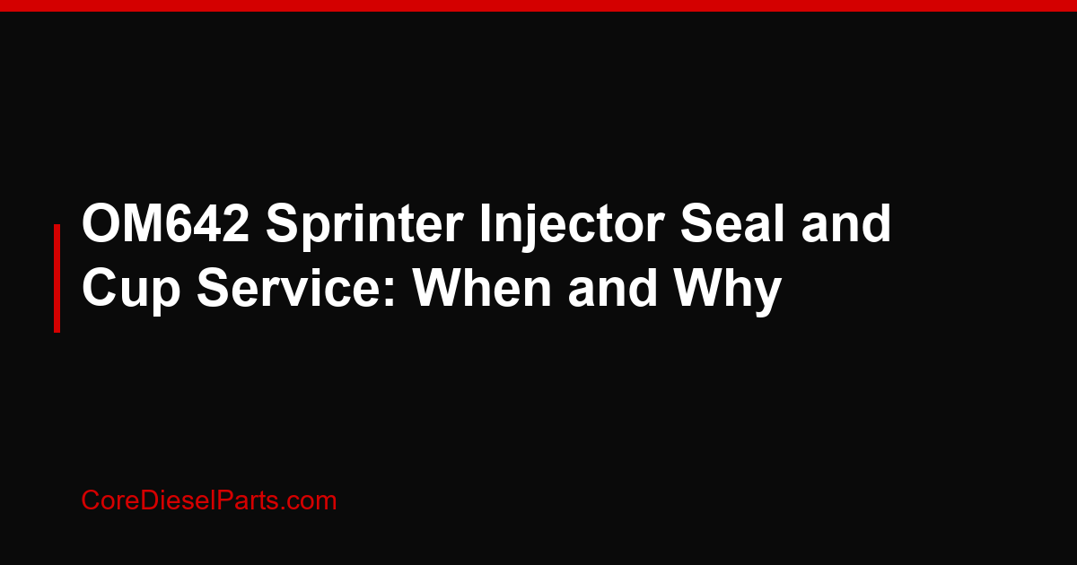 OM642 Sprinter Injector Seal and Cup Service: When and Why