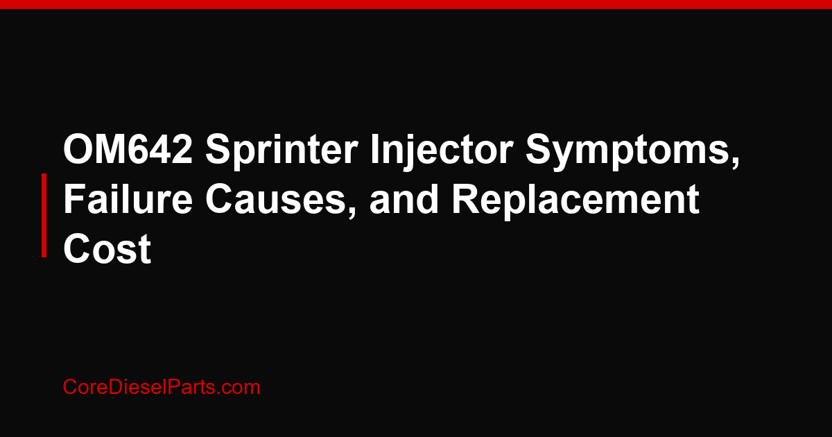 OM642 Sprinter Injector Symptoms, Failure Causes, and Replacement Cost