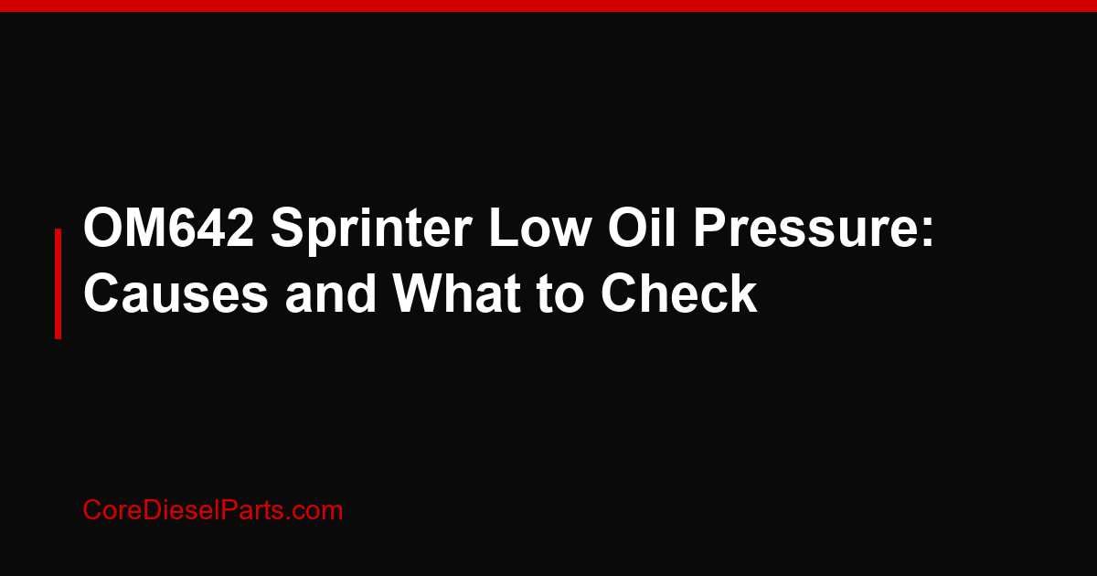 OM642 Sprinter Low Oil Pressure: Causes and What to Check
