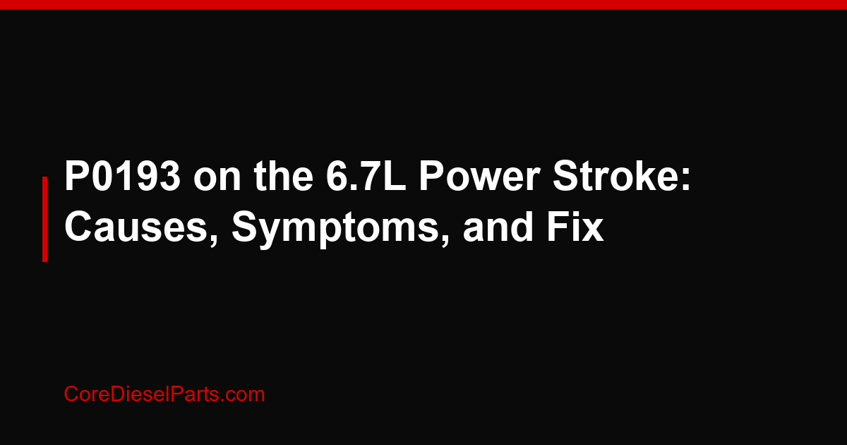 P0193 on the 6.7L Power Stroke: Causes, Symptoms, and Fix