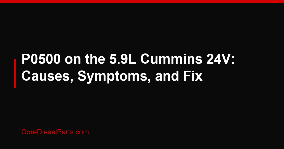 P0500 on the 5.9L Cummins 24V: Causes, Symptoms, and Fix