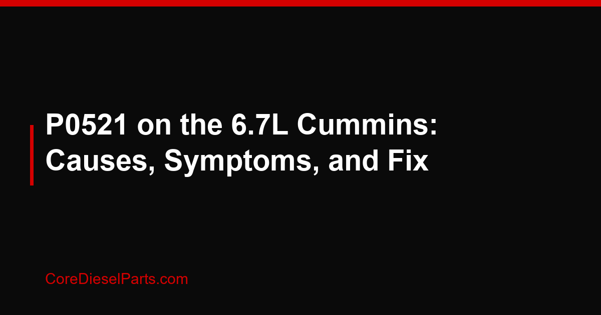 P0521 on the 6.7L Cummins: Causes, Symptoms, and Fix