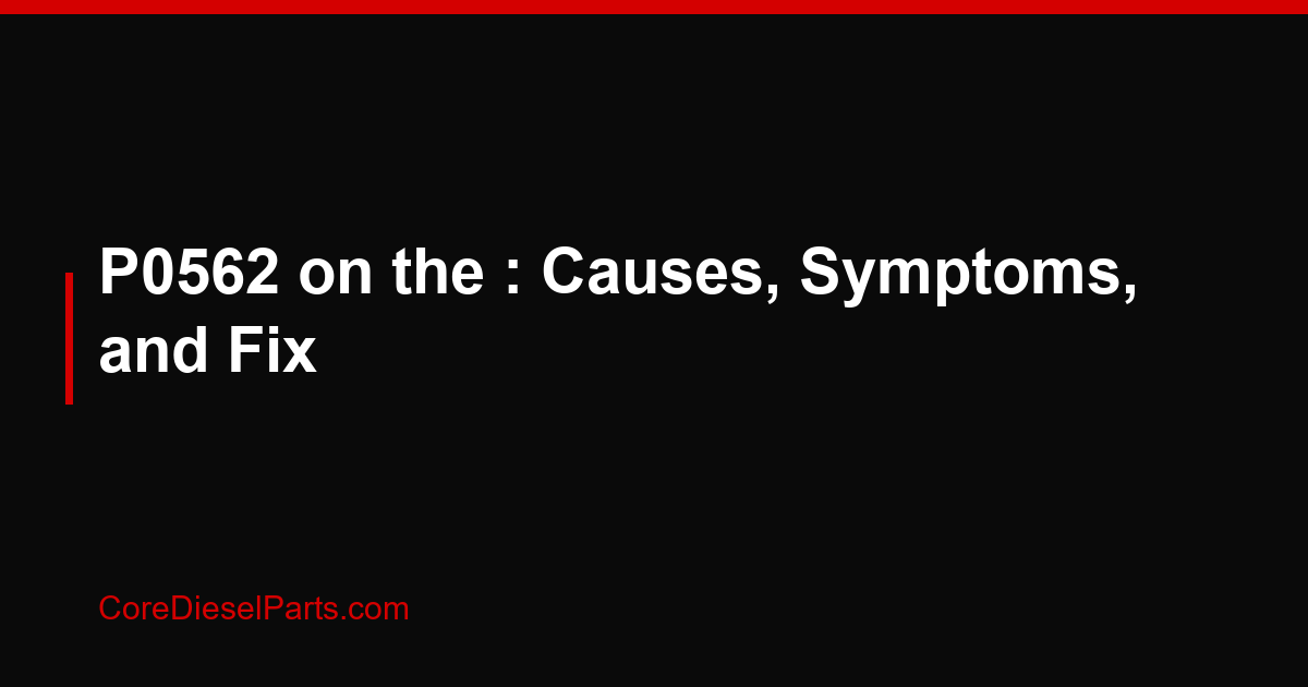 P0562 on the : Causes, Symptoms, and Fix