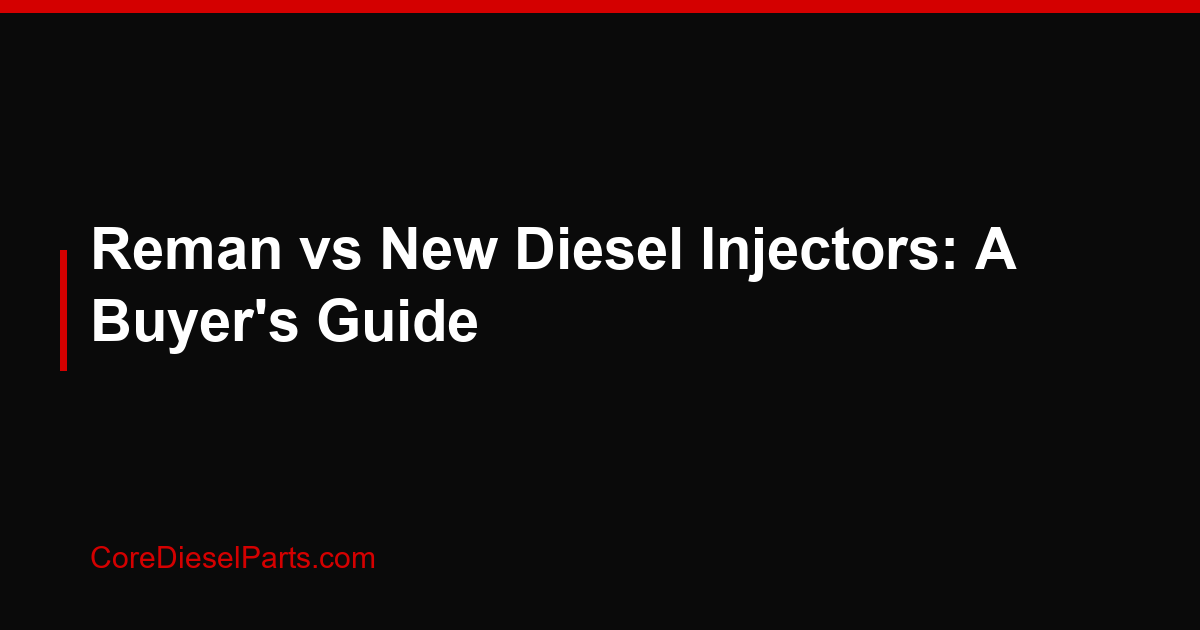 Reman vs New Diesel Injectors: A Buyer's Guide