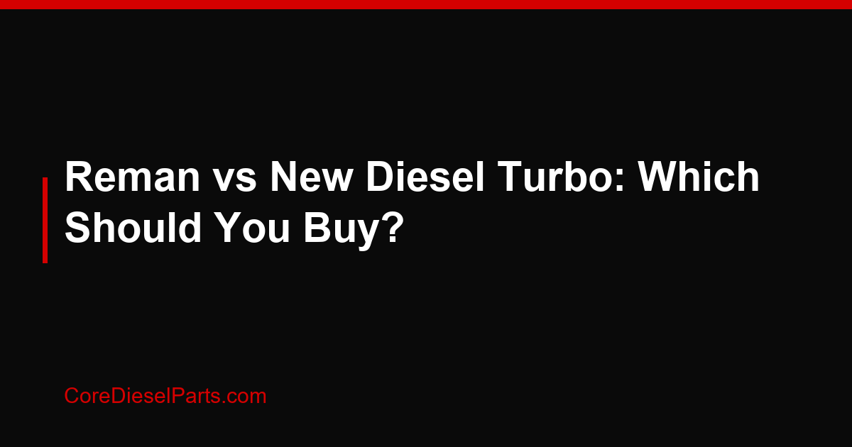 Reman vs New Diesel Turbo: Which Should You Buy?