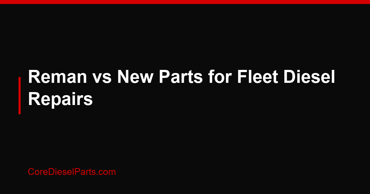 Reman vs New Parts for Fleet Diesel Repairs