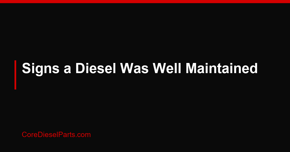 Signs a Diesel Was Well Maintained