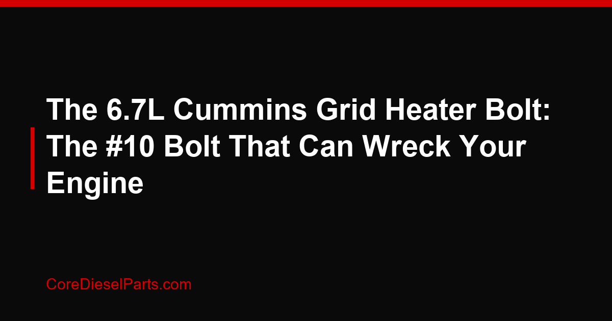 The 6.7L Cummins Grid Heater Bolt: The #10 Bolt That Can Wreck Your Engine