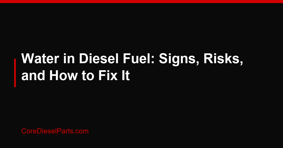 Water in Diesel Fuel: Signs, Risks, and How to Fix It
