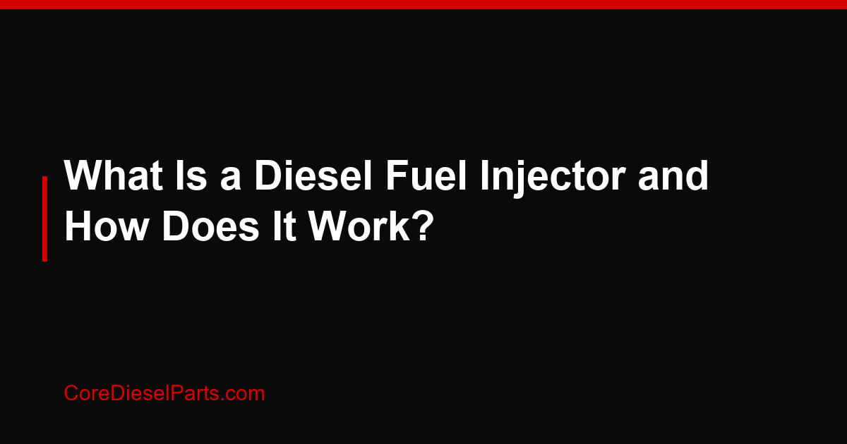 What Is a Diesel Fuel Injector and How Does It Work?