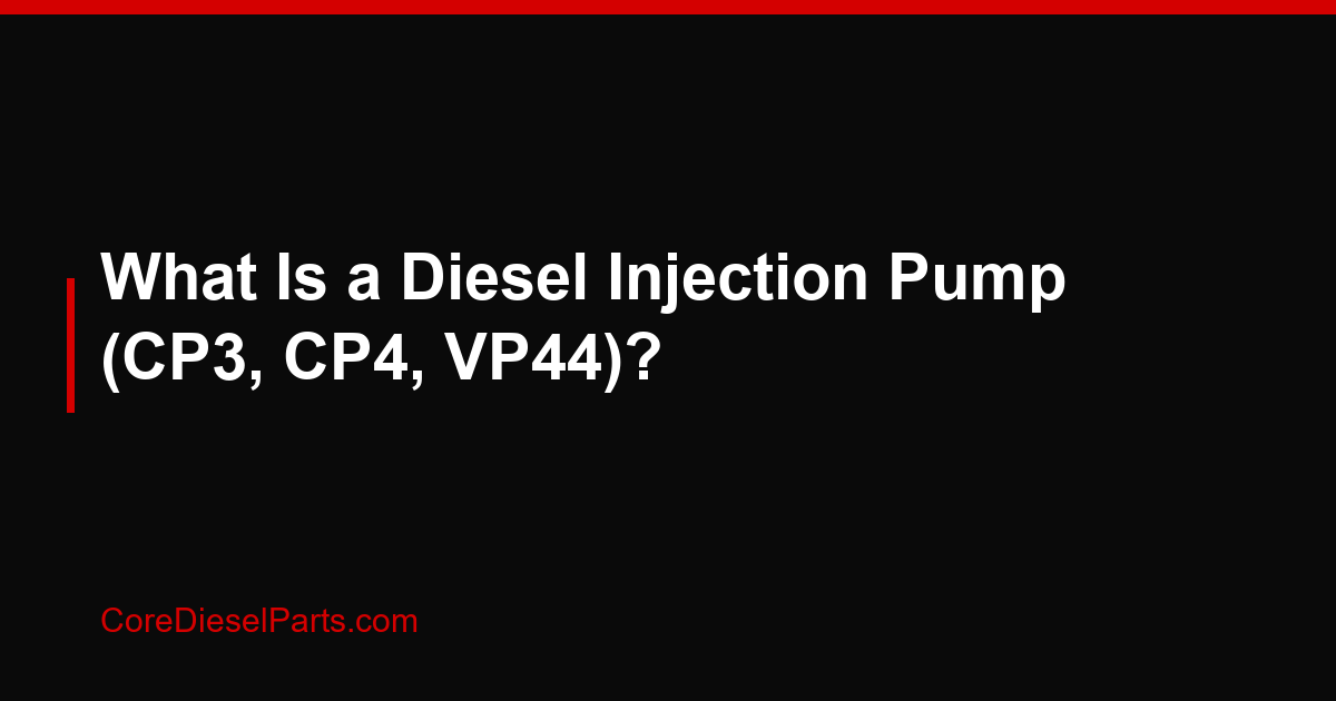What Is a Diesel Injection Pump (CP3, CP4, VP44)?