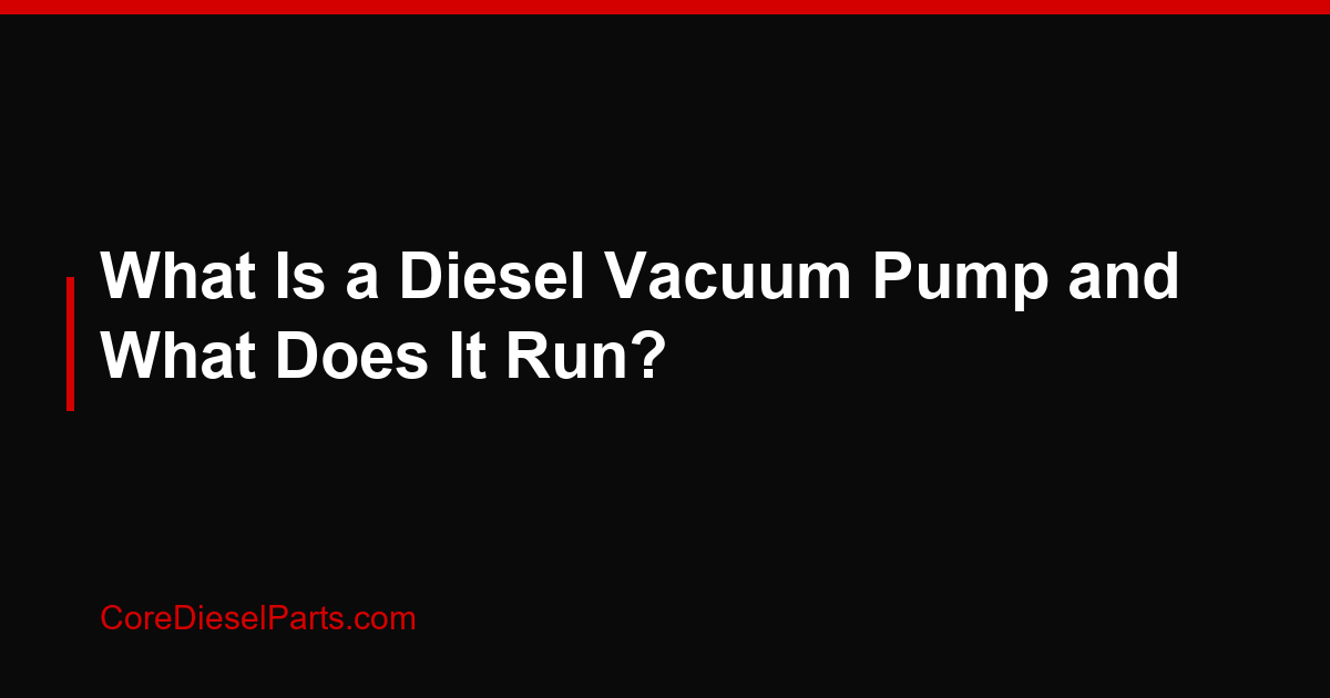 What Is a Diesel Vacuum Pump and What Does It Run?