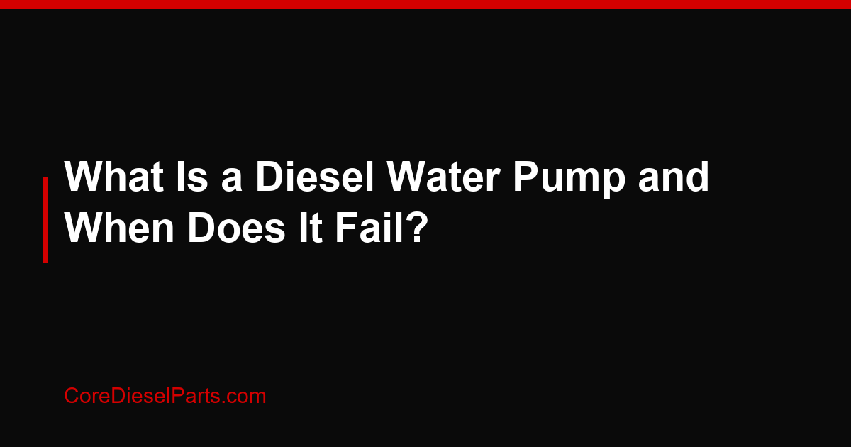 What Is a Diesel Water Pump and When Does It Fail?
