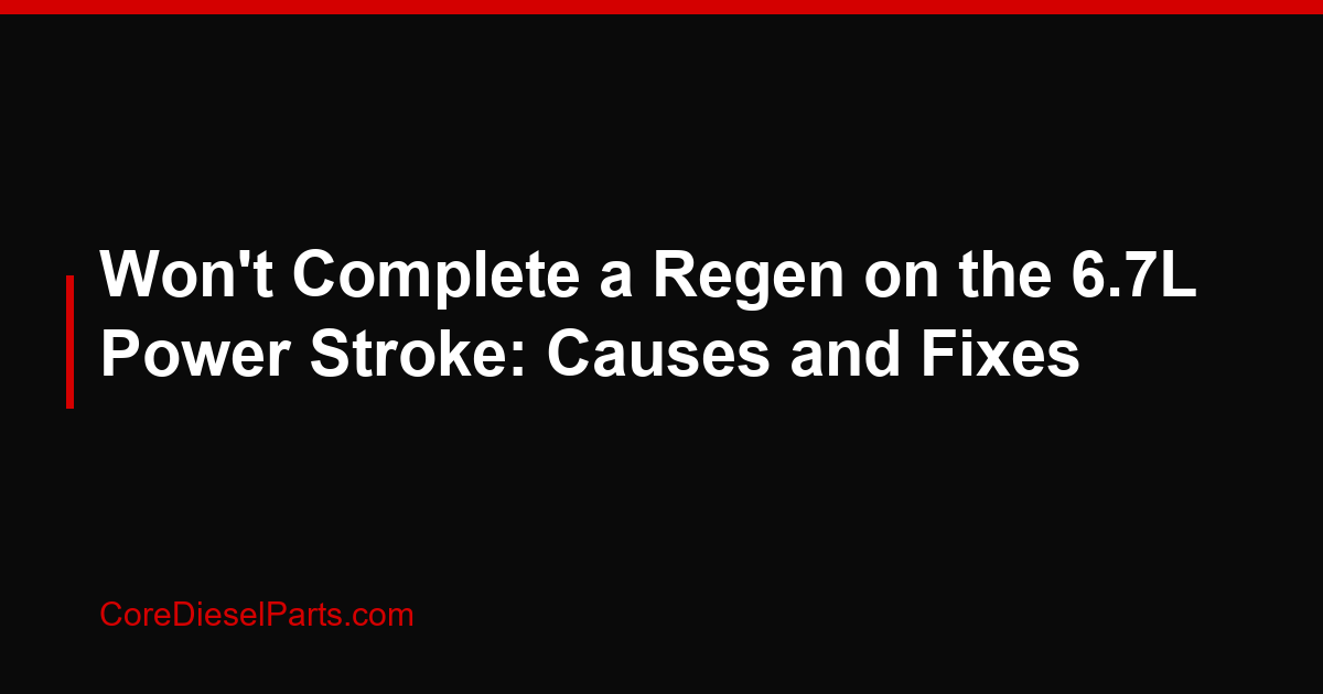 Won't Complete a Regen on the 6.7L Power Stroke: Causes and Fixes