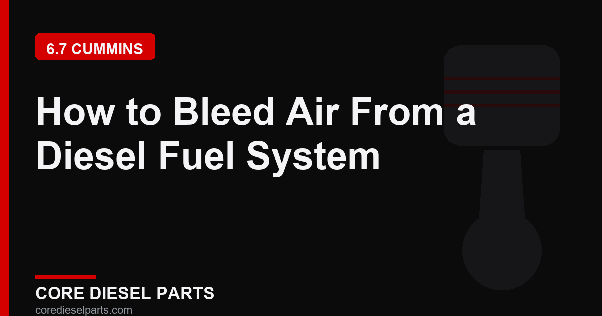 How to Bleed Air From a Diesel Fuel System
