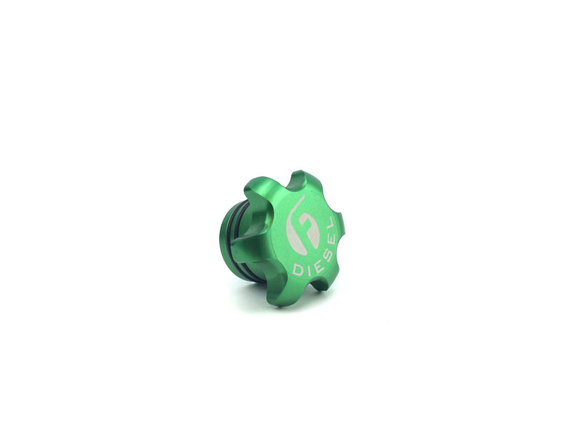 Fleece Performance 13-18 Dodge Cummins Green Anodized Billet Fuel Cap | FPE-FC-1316-GRN