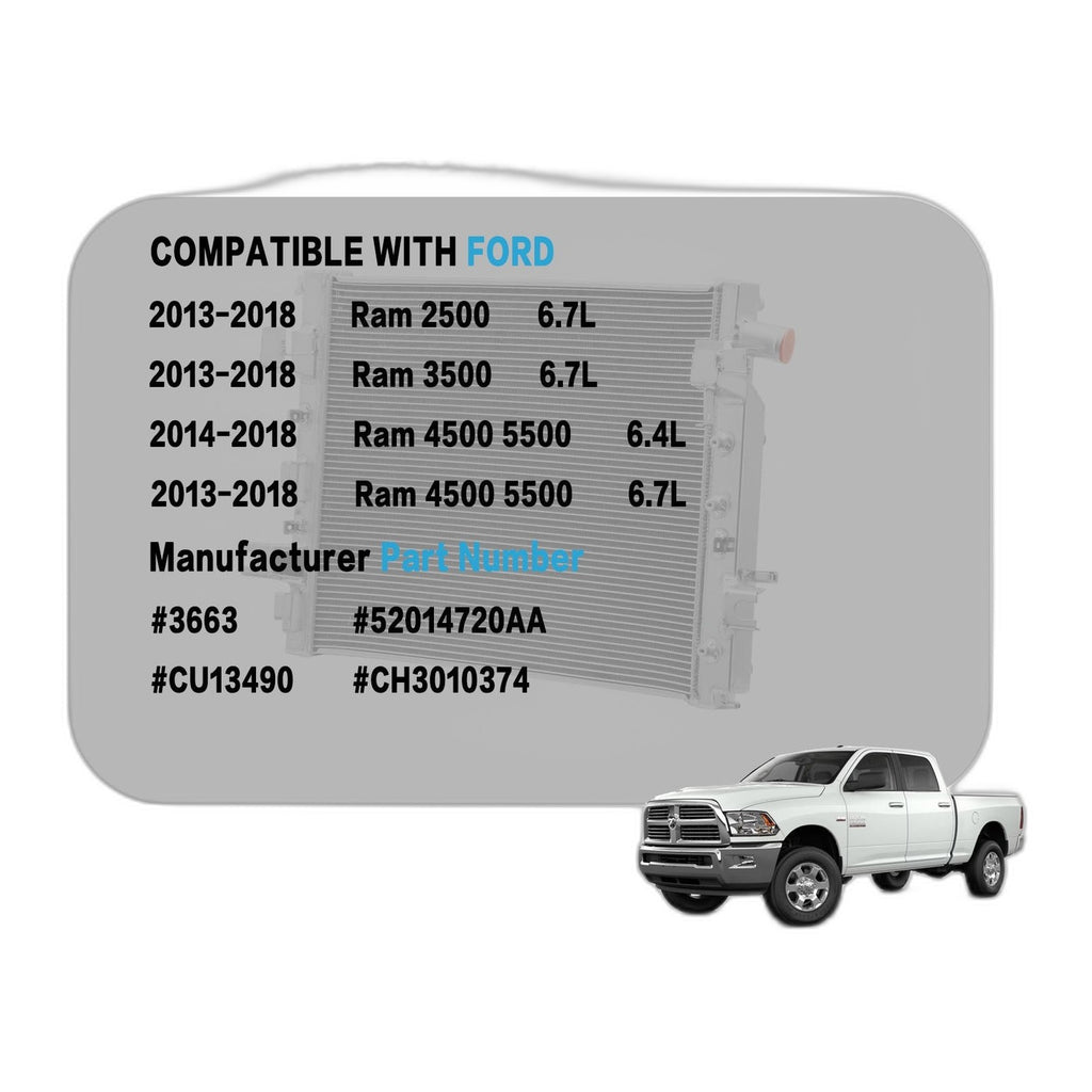 6.7L Cummins Radiator 2013-2018 - New Direct-Fit Diesel Replacement