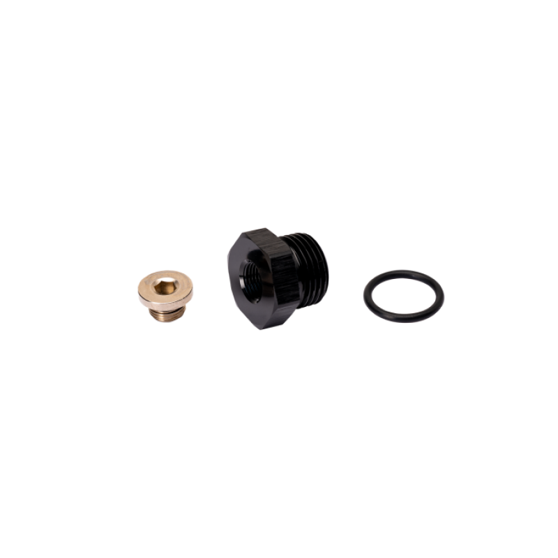 Fleece Performance Universal 3/4-16in O-Ring to 1/8in NPT Adapter w/1/8in NPT Plug - Fitting | FPE-APT-34-18NPT
