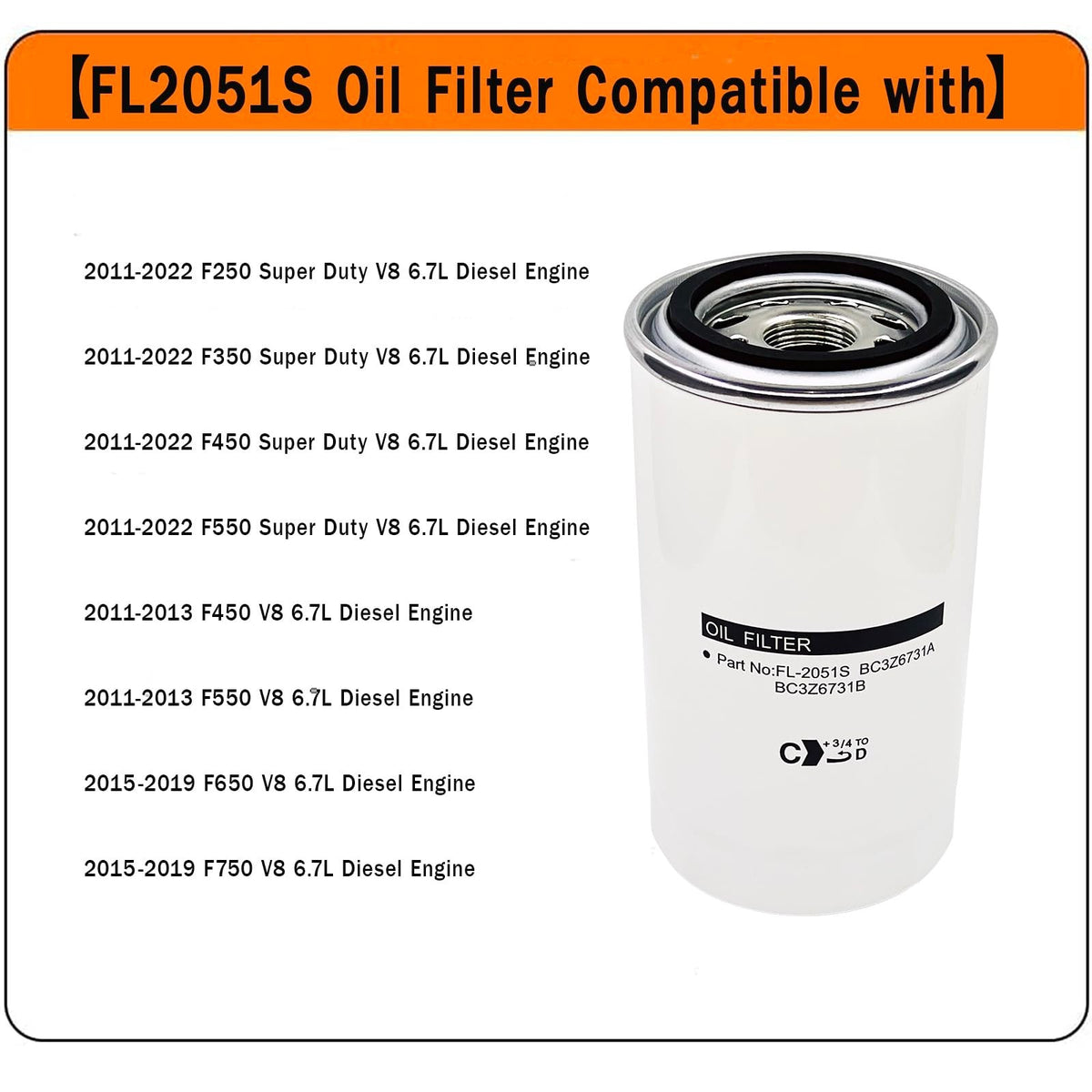 6.7L Power Stroke Oil Filter 2011-2022 - New Direct-Fit Diesel Replacement
