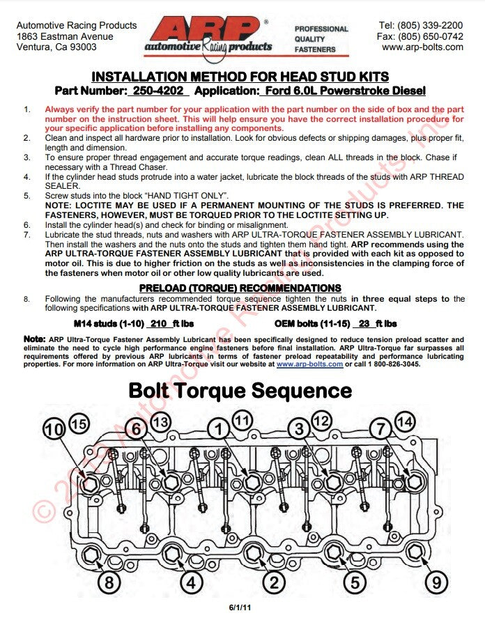 6.0L Power Stroke Head Stud - New Direct-Fit Diesel Replacement