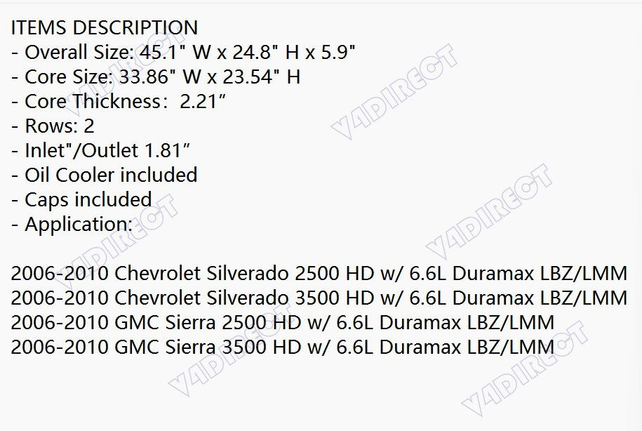LBZ Duramax Radiator 2006-2010 - New Direct-Fit Diesel Replacement