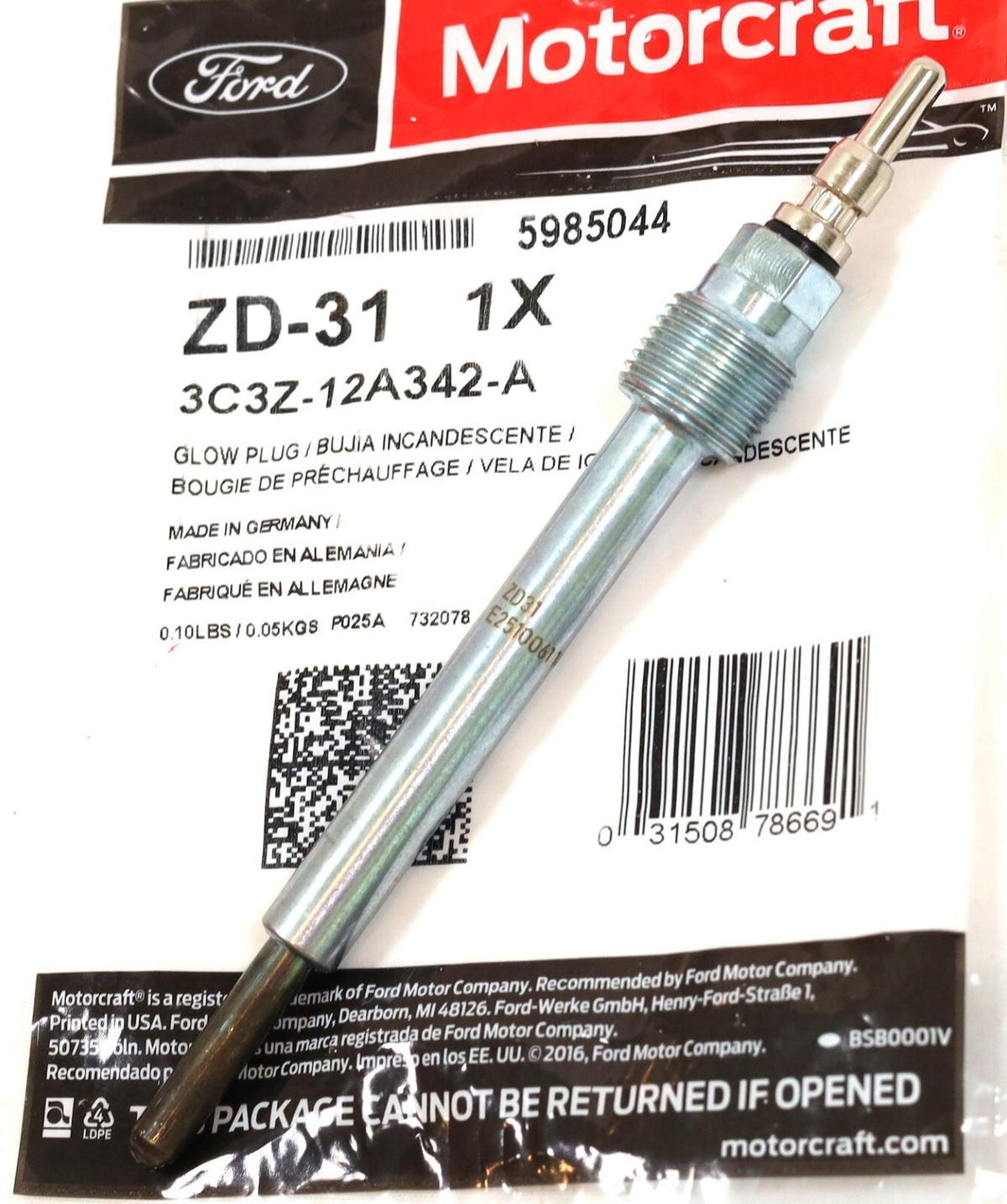 6.0L Power Stroke Glow Plug - New Direct-Fit Diesel Replacement