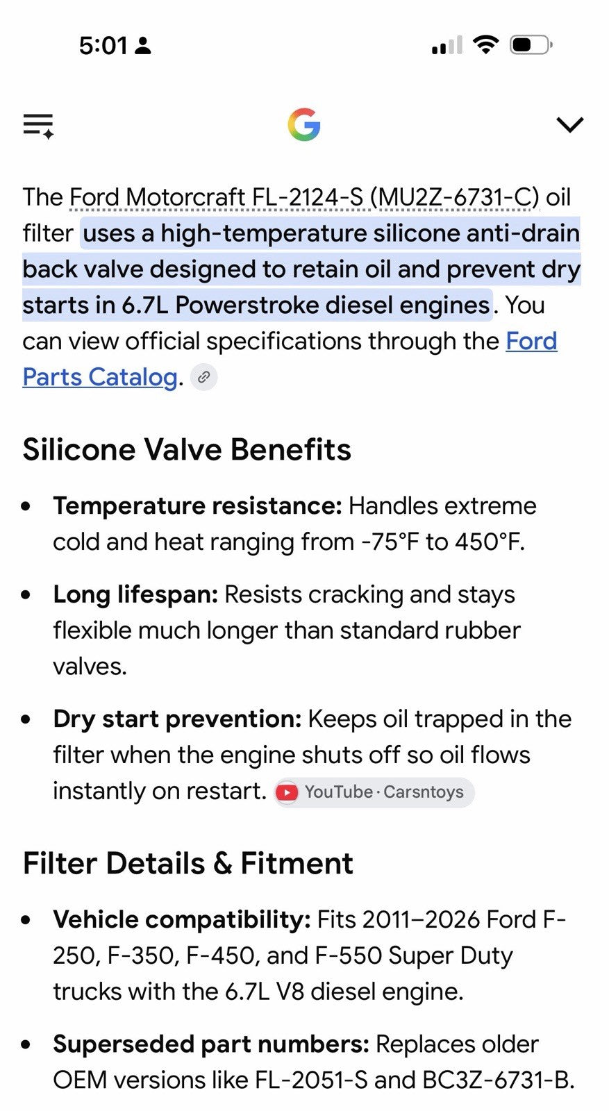 6.7L Power Stroke Oil Filter 2011-2026 - New Direct-Fit Diesel Replacement