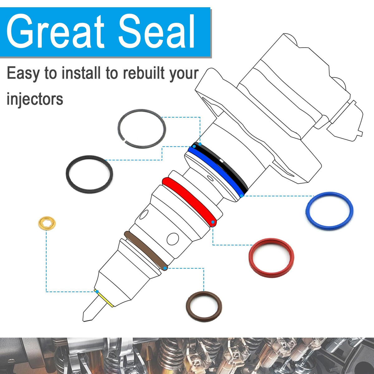 7.3L Power Stroke Injector Seal Kit 1994 - New Direct-Fit Diesel Replacement