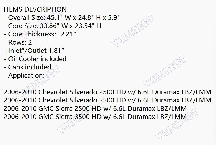 LBZ Duramax Radiator 2006-2010 - New Direct-Fit Diesel Replacement